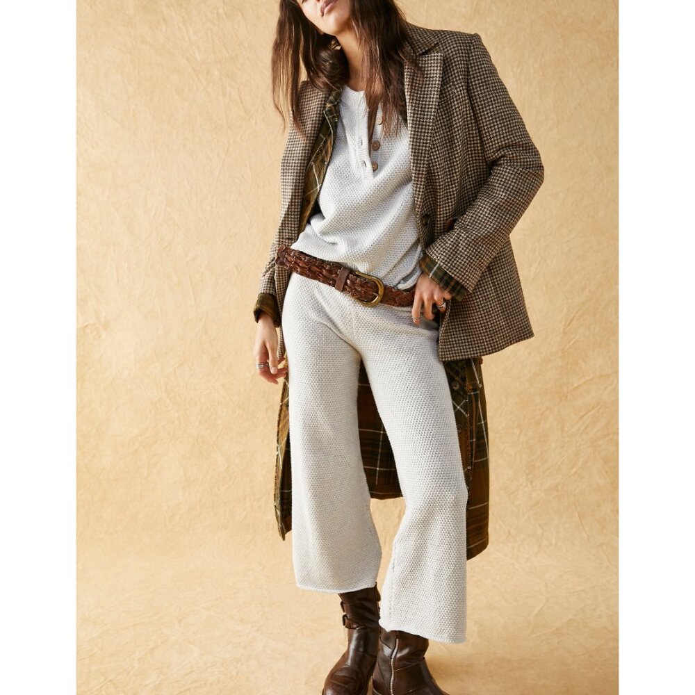 Free People Cream Wide Leg Knit Pants